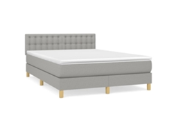 Cama com Molas e Colchão Tecido Cinzento Claro MAISON EXCLUSIVE (140x190 cm)