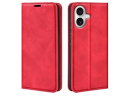 Capa Para Iphone 17 Em Couro Com Design Retrô E Fecho Magnético.