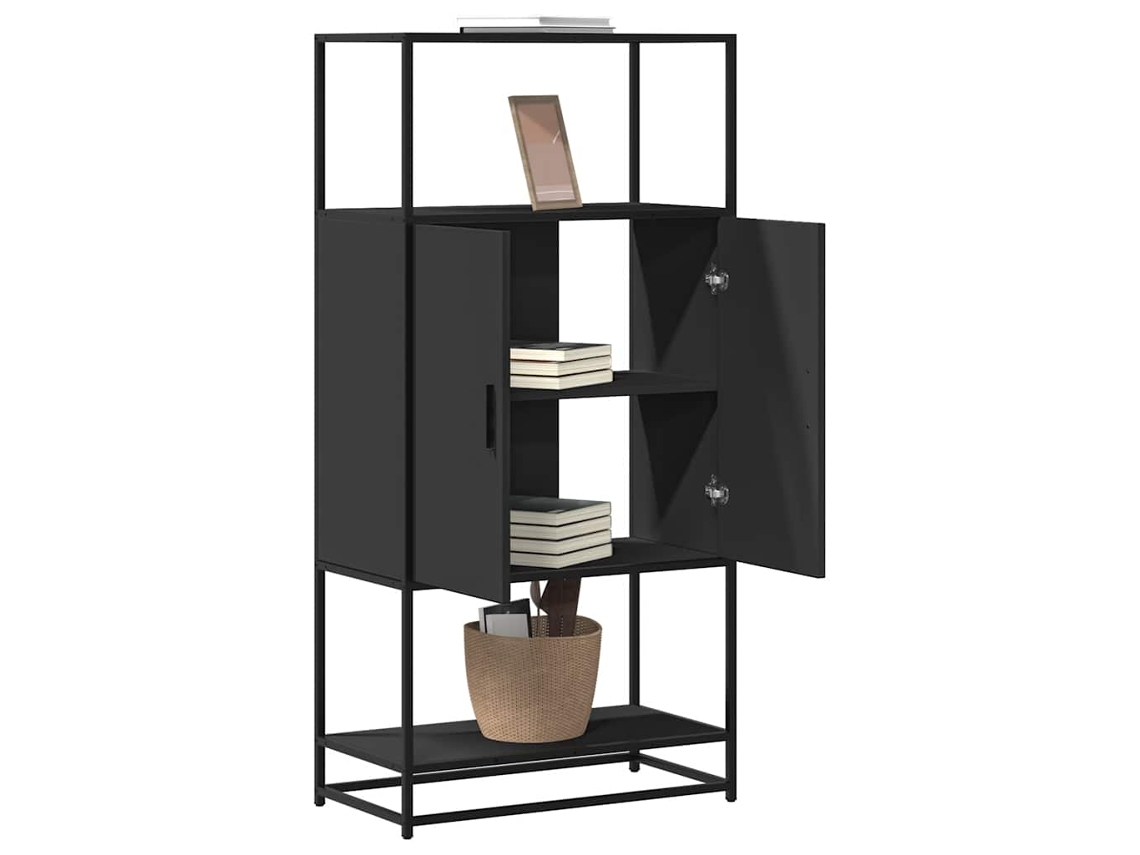 Armario alto 68x35x139 cm Derivados de madera y metal Negro