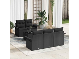 Vidaxl Conjunto De Sofá De Jardim 6 Unid. 5-número De Lugares Preto