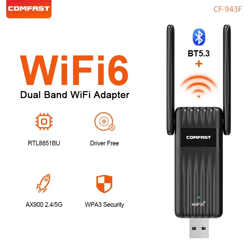 Adaptador De Rede Sem Fio Usb (ponto De Acesso Wi-fi De 1200 Mbps) Com Antena De Banda Dupla E Bluetooth, Sem Necessidade De Drivers.