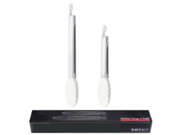 Pinças de silicone para alimentos Slowmoose Kitchen, 23 cm e 30 cm, brancas, com trava, conjunto de 2