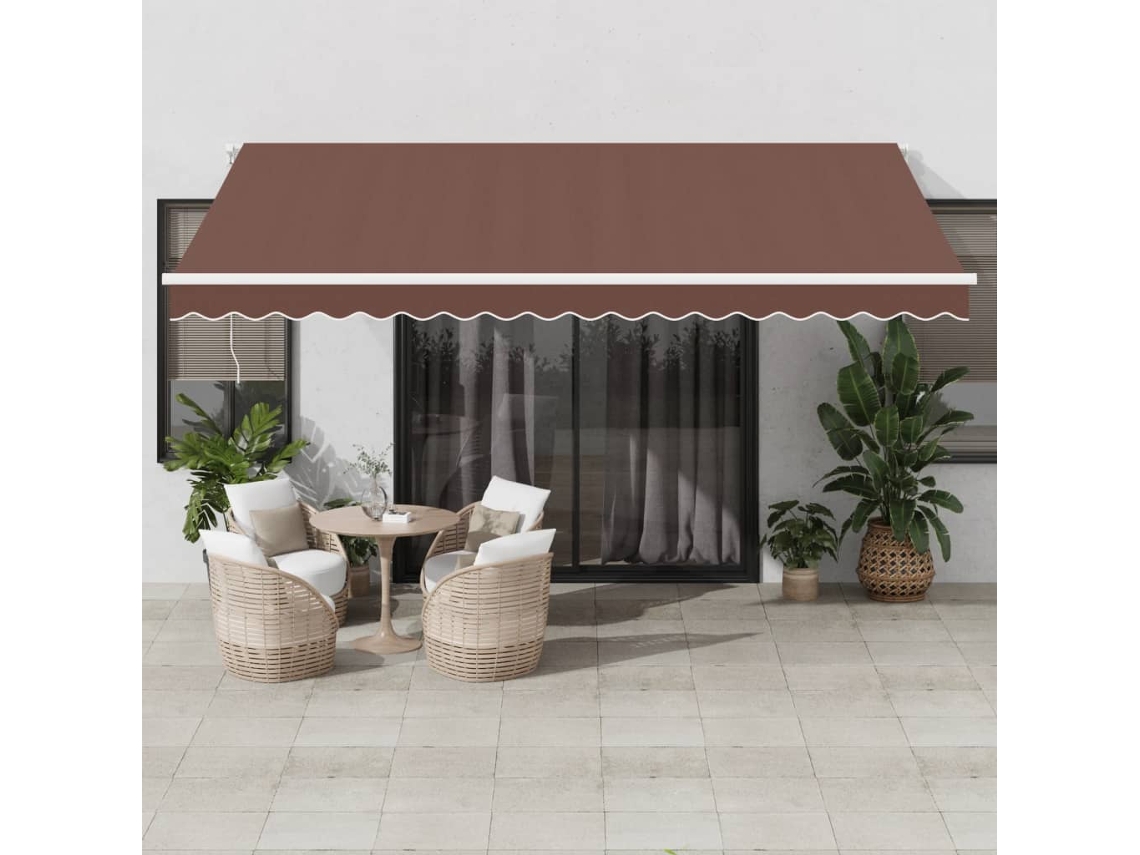 Toldo Retrã¡til Manual Com Luzes Led 450x300 Cm Marrom Dkd Home Decor