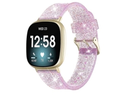 Lurelia Pulseira De Silicone Com Glitter Roxo, Compatível Fitbit Versa 3, Acabamento Moderno