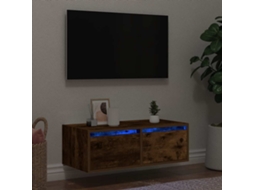 Vidaxl Móvel de Tv com Luzes Led 75x35,5x25 Cm Carvalho Fumado