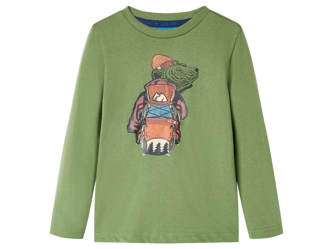 T-shirt De Manga Comprida Para Criança Caqui-claro 128