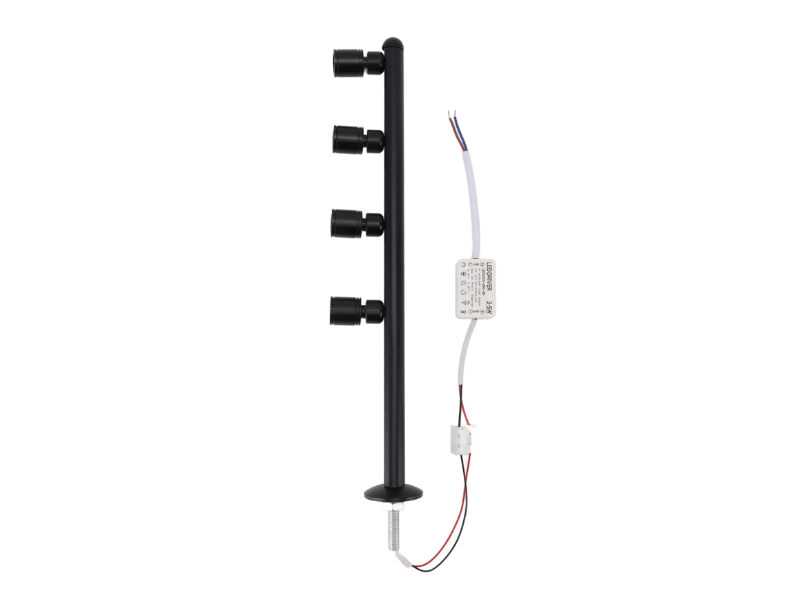 Spot Led para Armário de Jóias com 4 Cabeças Ajustáveis Alumínio Luz Neutra para Exibição