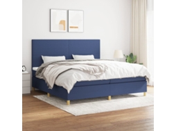 Vidaxl Cama Com Molas/colchão 200x200 Cm Tecido Azul
