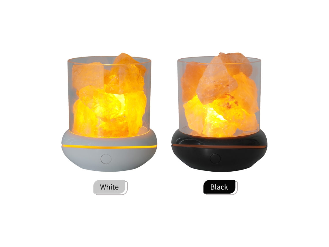Lâmpada de pedra de sal cristal com luz Led 7 cores, difusor de óleo essencial, USB