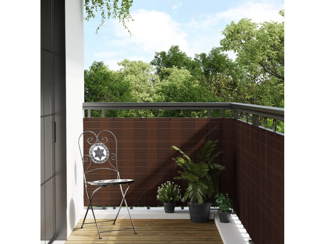 Vidaxl Tela De Varanda 600x90 Cm Vime Pe Castanho E Preto