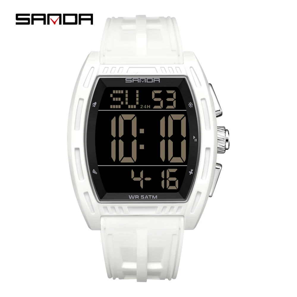 Relógio Masculino Eletrônico Moderno (branco) Com Funções De Pulso.