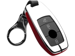 Cnfang4 Capa Para Chave Inteligente Com Controle Remoto Mercedes Benz E300 W202 W210 2017, Prata E Vermelho