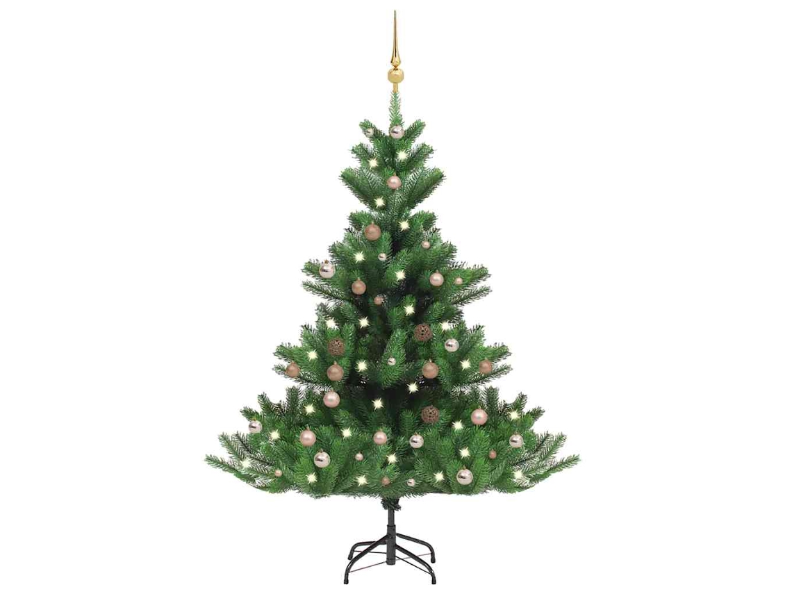 Vidaxl Árvore Natal Artificial Leds/bolas 180cm Abeto Caucasiano Verde