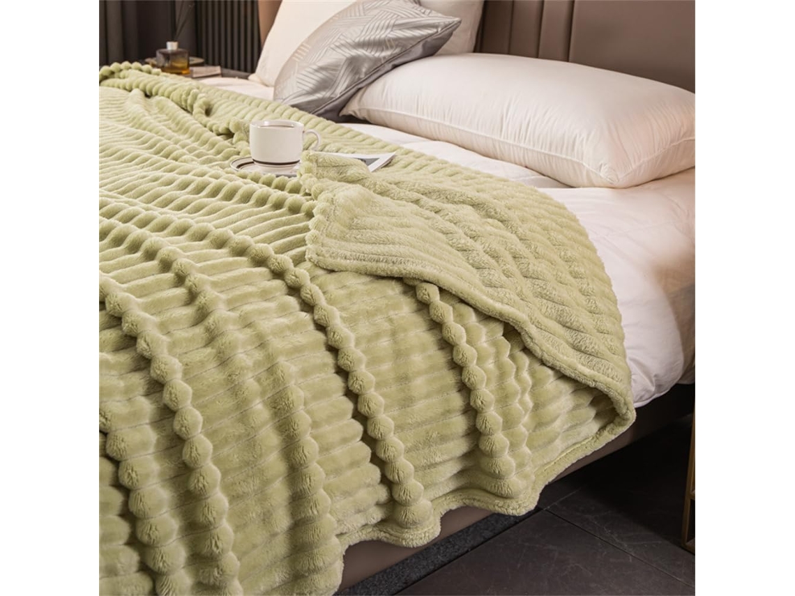 Manta de Flanela Macia Fansu Cor Sólida Quente e Grossa Ideal para Cama Sofá em Todas as Estações 127x152cm, M