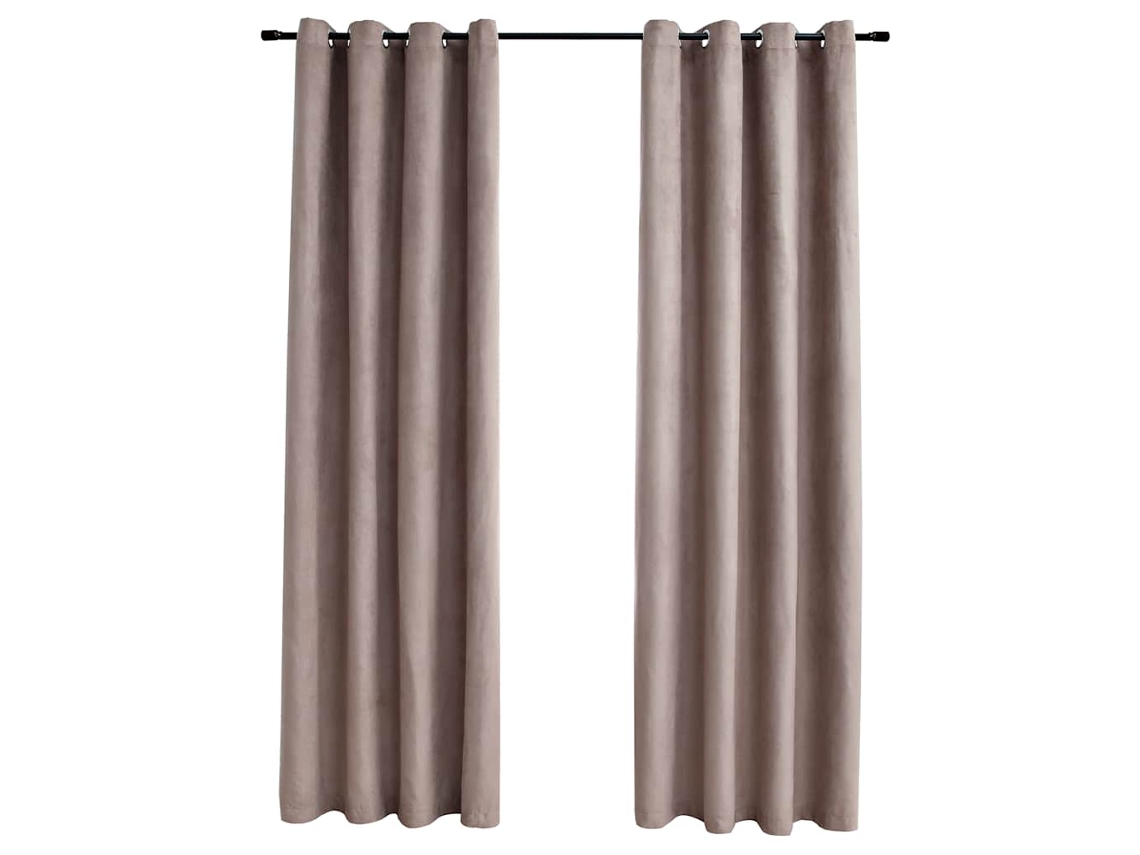 Maison Exclusive - Cortinas Opacas C/ Argolas 2 Pcs 140x175cm Cinzento-acastanhado