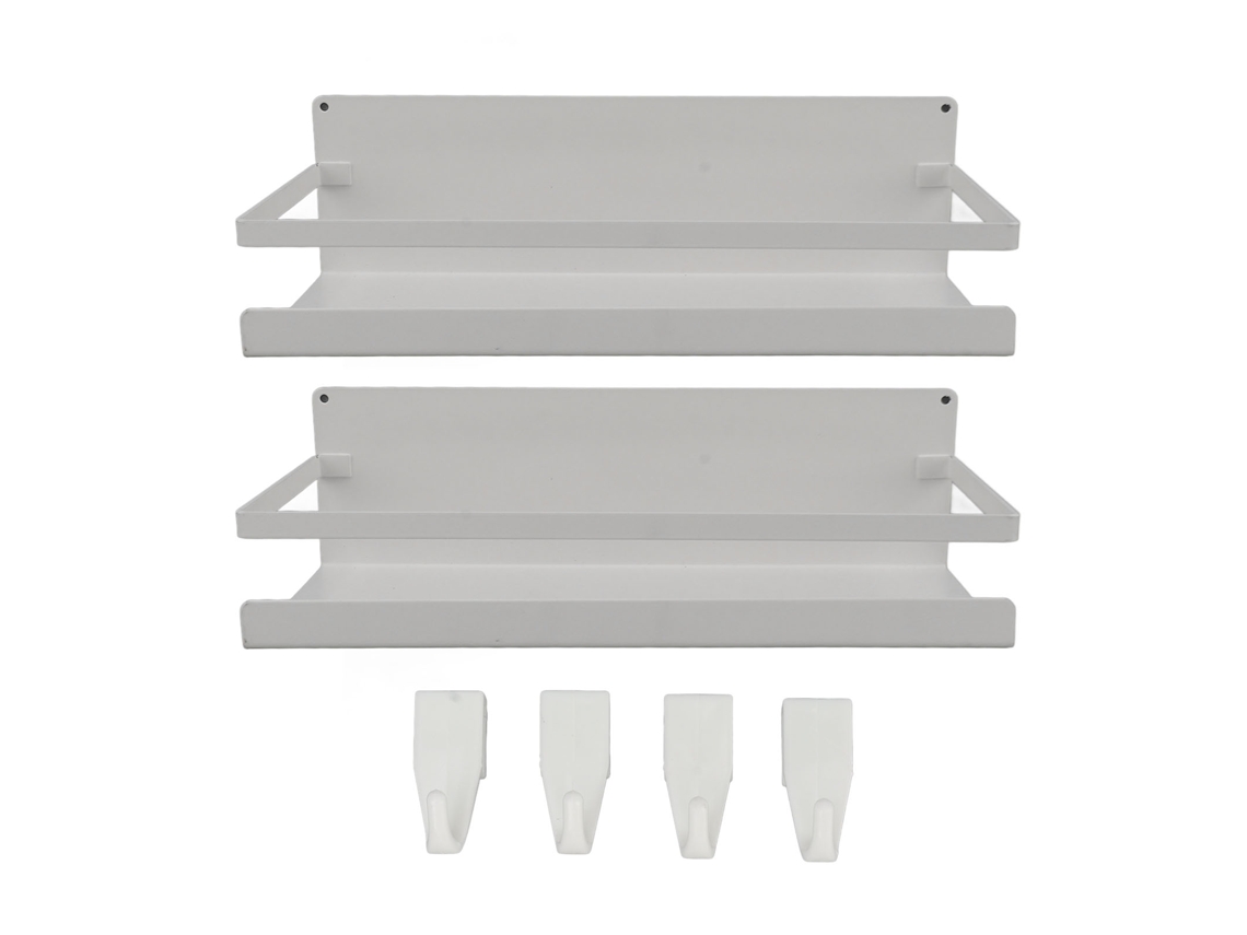 2pcs Estante de Parede com Ganchos Sucção Magnética Organizador Flutuante Banheiro Branco S/MARCA