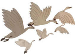Conjunto De 6 Peças Decorativas De Parede Em Madeira, No Formato De Um Elegante Cisne, Que Embelezam Qualquer