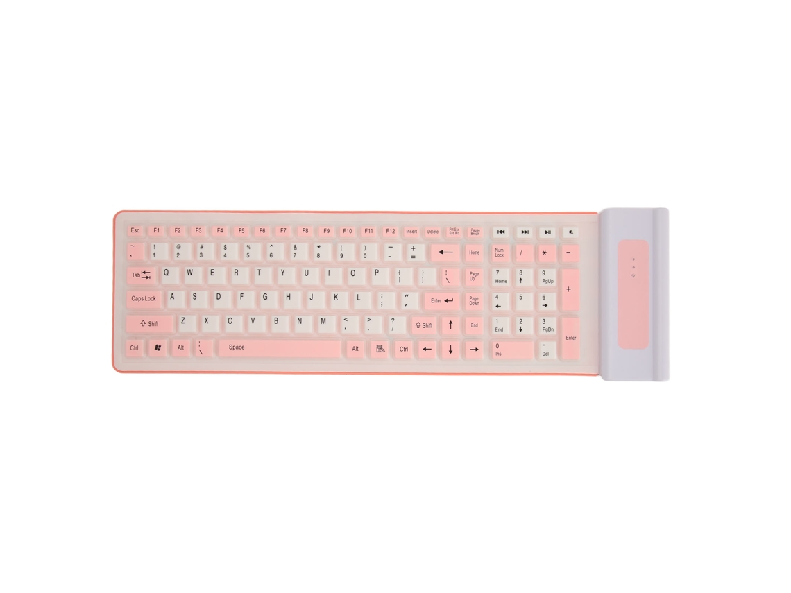 Teclado inalámbrico de silicona 2.4g con 107 teclas, resistente al agua, al polvo y silencioso, plegable | S/MARCA
