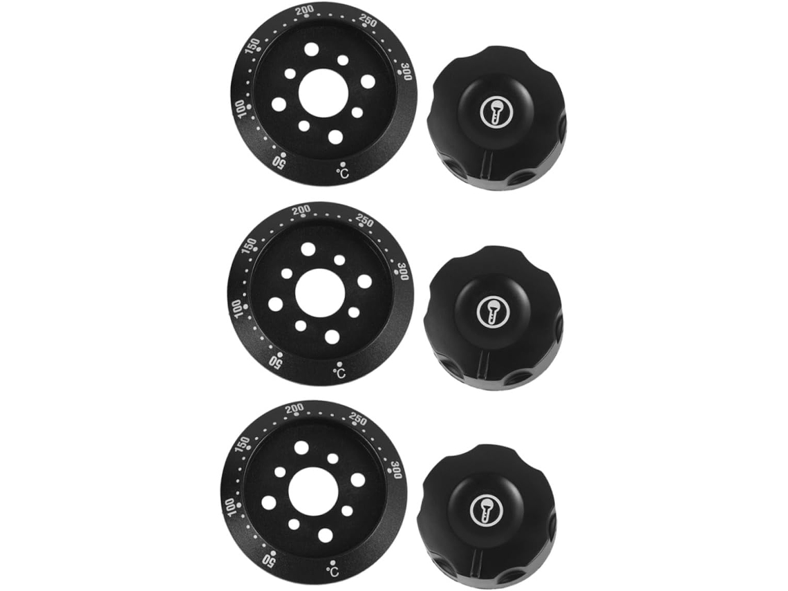 Botões De Termostato Com Design Simples, Pacote De 3 Unidades Pretas Em Plástico, Proteção Completa E Função