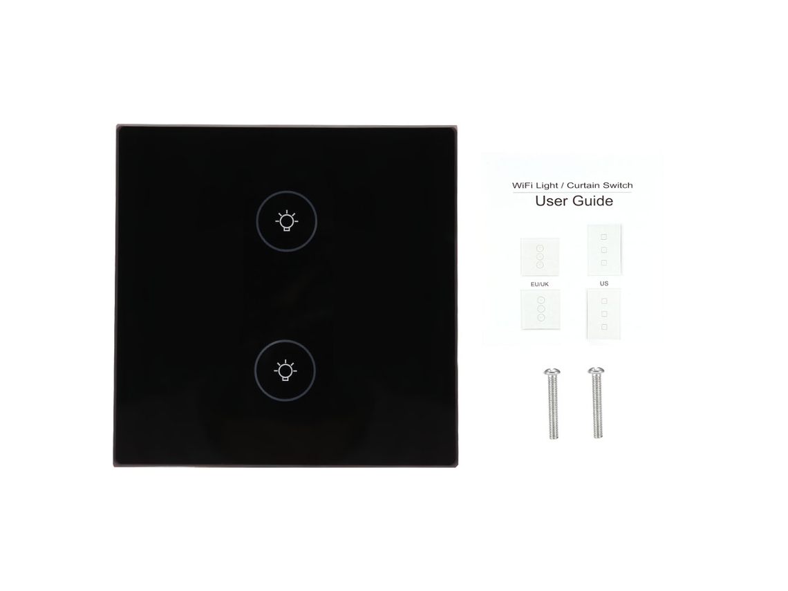 Interruptor de parede inteligente sensível ao toque em tecido para luzes LED (com painel de vidro cristal e ampla adaptação de voltagem)