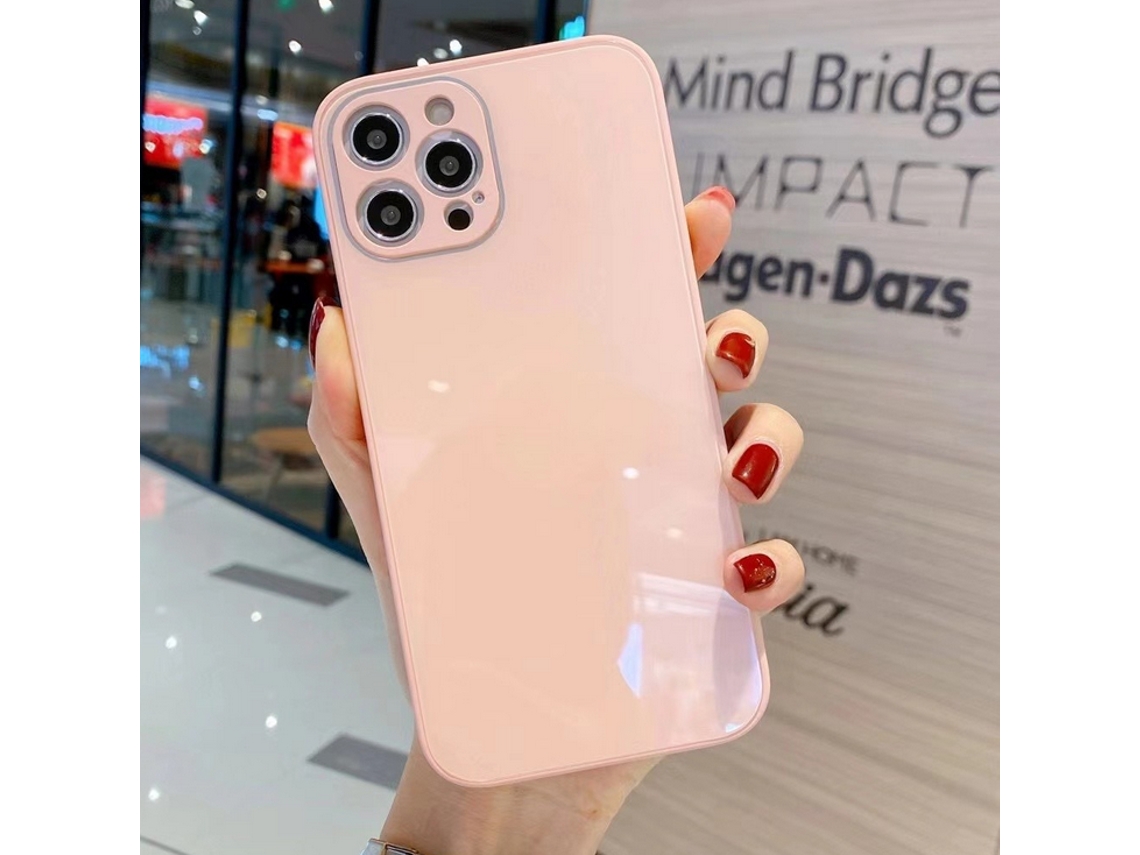 Capa de Silicone com Borda Reta EOOCOO para iPhone Rosa Areia