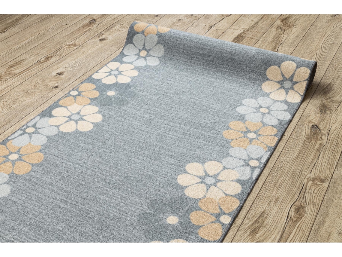 Passadeira Antiderrapante Cube Flor, A Goma Cinzento 120 cm
