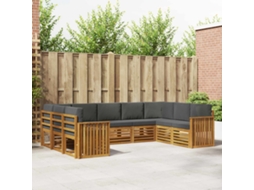 Vidaxl Conjunto De Sofás Para Exterior 9 Unid. Natural E Antracite