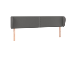Cabeceira de Cama com Abas Couro Artificial 203x23x78/88cm Cinza MAISON EXCLUSIVE