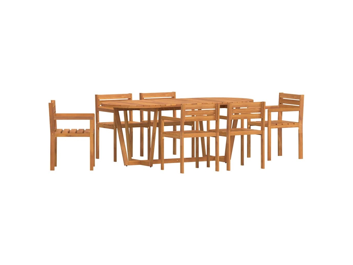 Conjunto de Jantar de Jardim com 7 Peças em Madeira Maciça de Acácia MAISON EXCLUSIVE