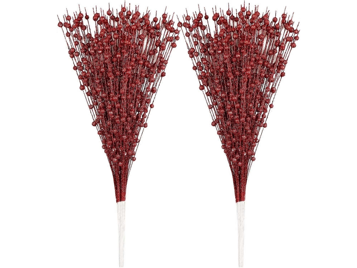 Pacote Com 10 Ramos Decorativos De Bagas Brilhantes Artificiais, 15,7 Polegadas (vermelho)