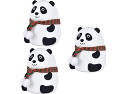 Conjunto de 3 Luminárias Noturnas Recarregáveis de Silicone em Formato de Panda, Coloridas e Sensíveis Ao Toque, para Meninos e Meninas SFUSHOS
