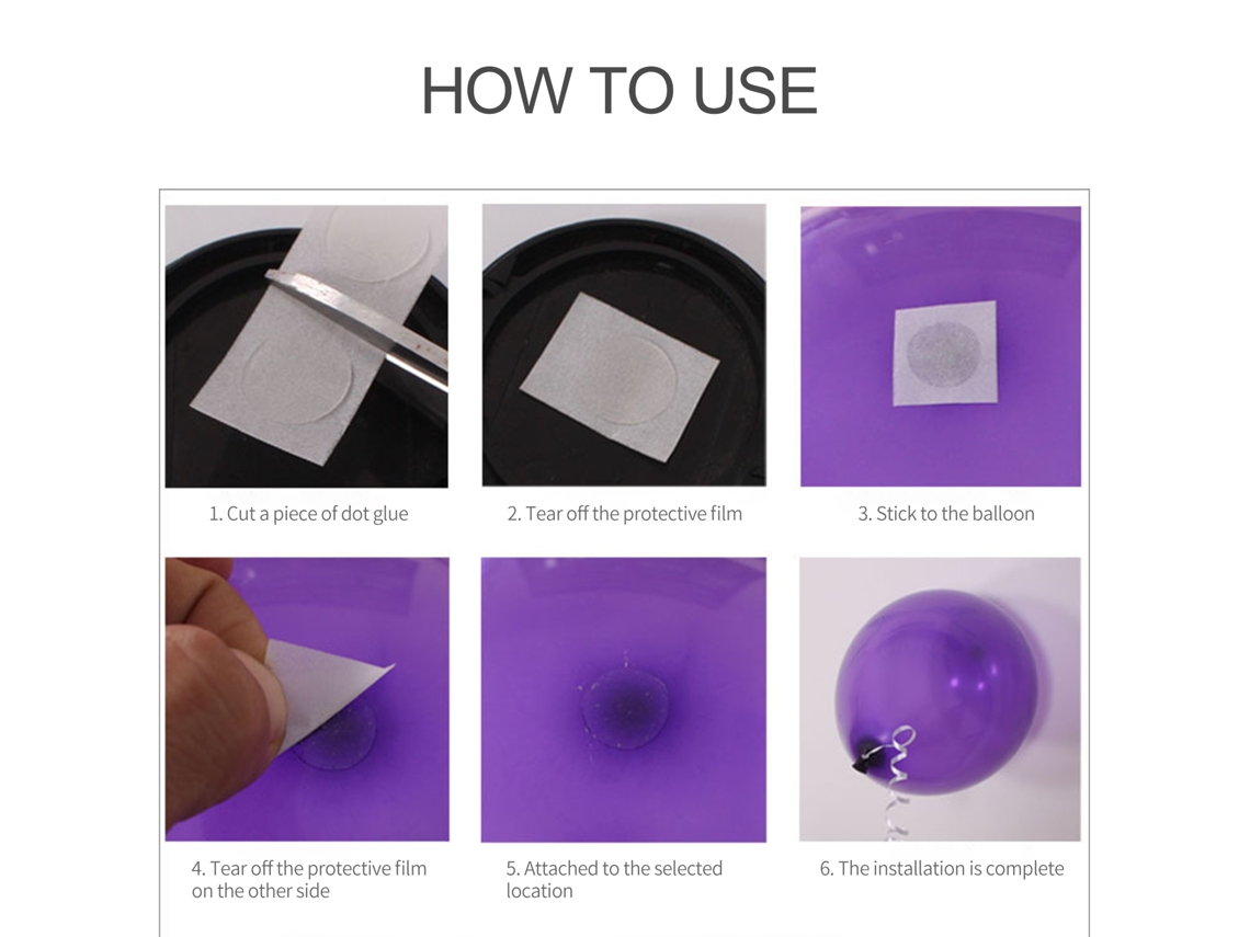 Cola pontos dupla face, 250pcs, transparente, removível, para Decoração de Balões, Festas, Casamento, Aniversário | S/MARCA