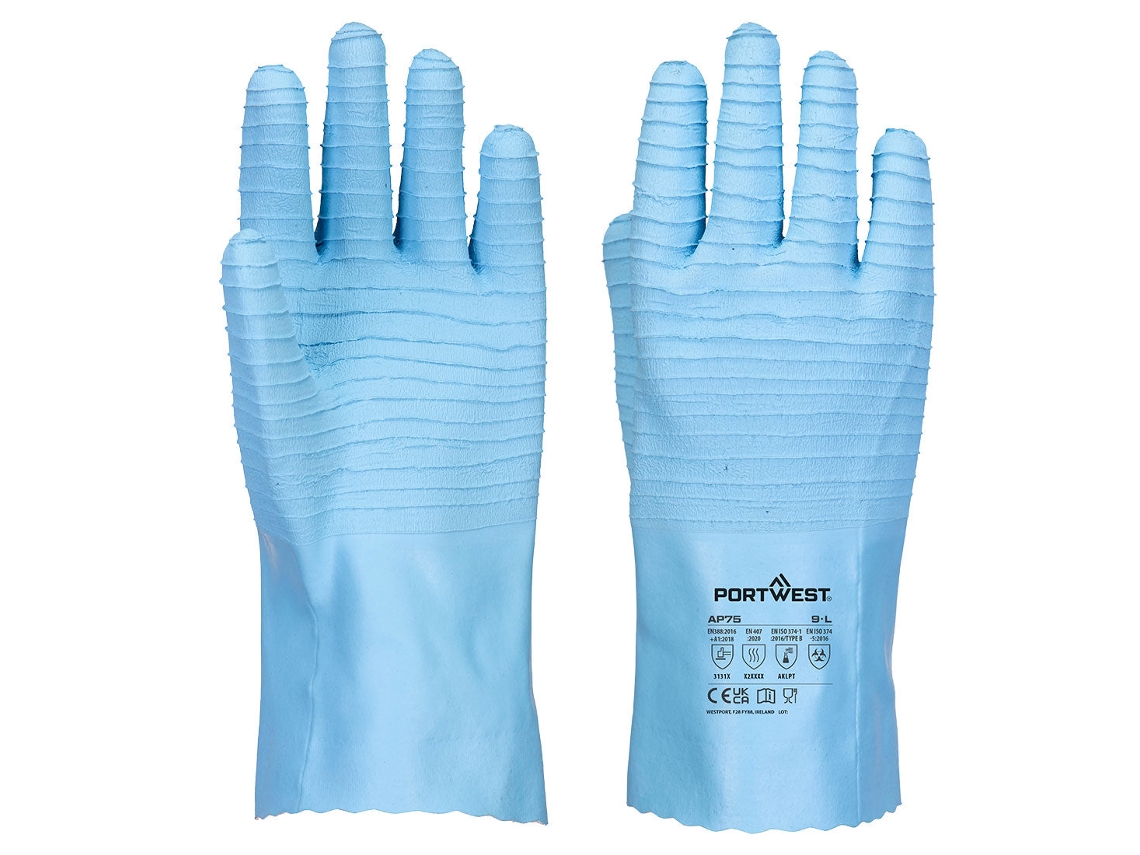 Luva De Látex Fd Chemical B Para A Indústria Alimentícia / Azul / L Portwest