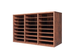 Organizador de Literatura, Classificador Arquivos 24 Compartimentos 800 X 297 490 Mm com Prateleiras Removíveis, Madeira Aglomerado para Escritório,