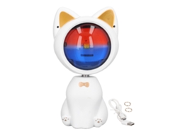 Lâmpada Noturna Gato Branco Projeção Alvorada 360° Ajustável Usb para Vlog