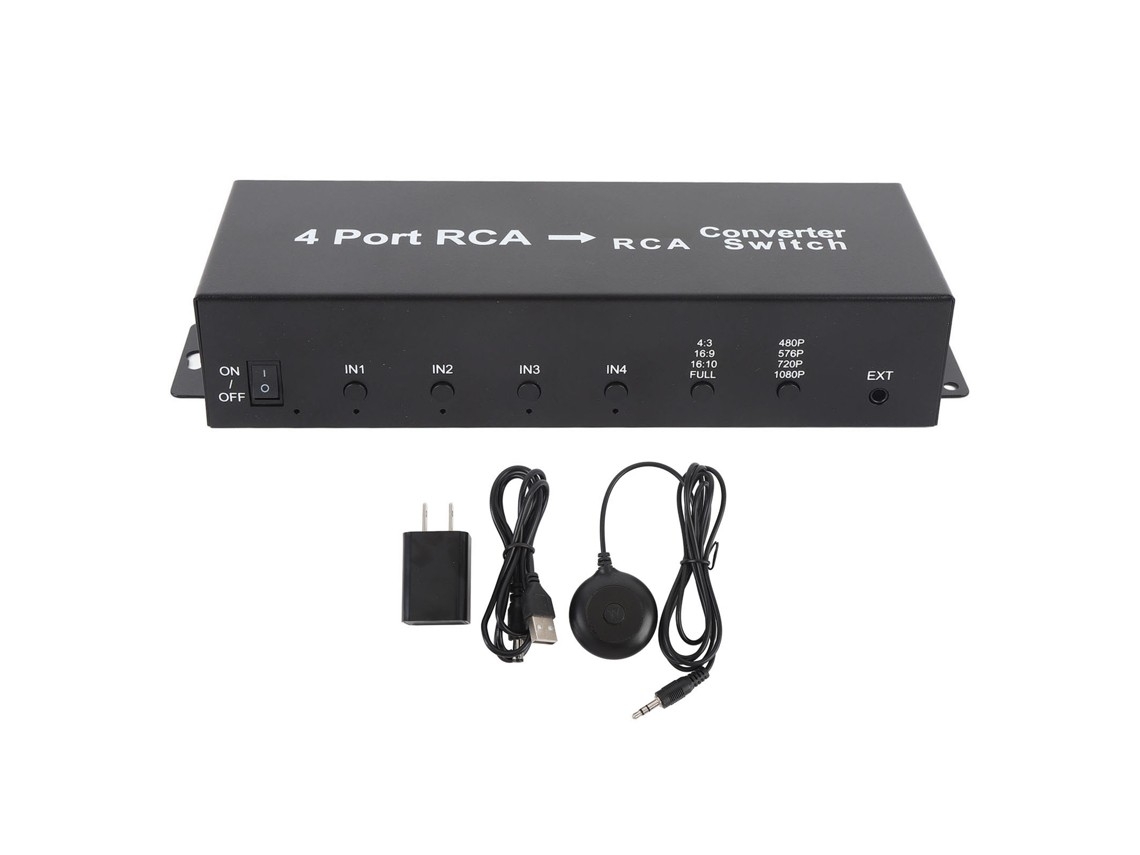 Comutador Av De 4 Portas Com Conversor Hdmi 1080p, Compatível Com Leitores De Dvd E Vhs.