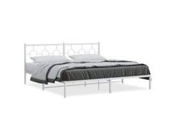 Estrutura de Cama com Cabeceira Metal Branco MAISON EXCLUSIVE 200x200 cm