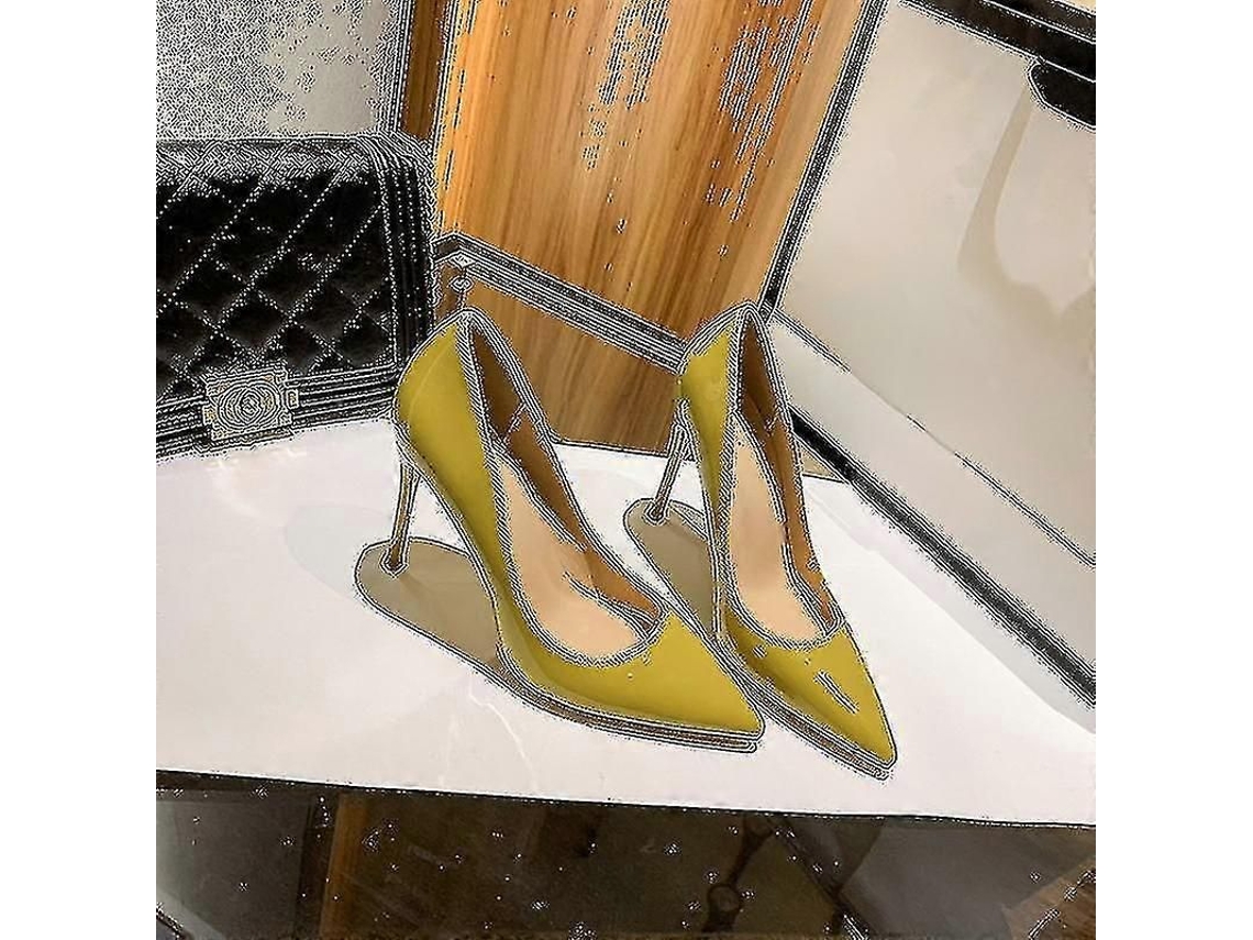 Zapatos de Tacón Alto Delgado para Mujer, Puntera Puntiaguda, 10cm, para Bodas, Amarillo | S/MARCA