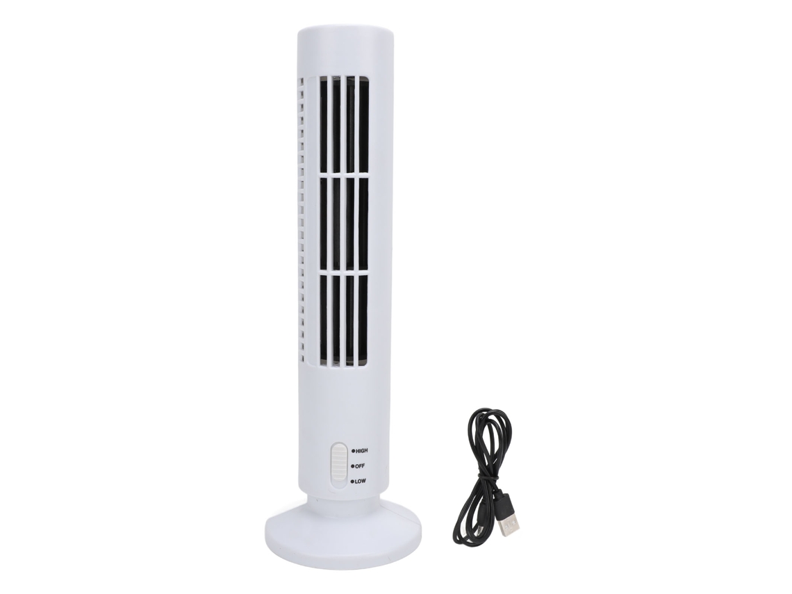 Tower Fan Bladeless 2 Wind Speed Usb Quiet Cooling White For Bedroom Office