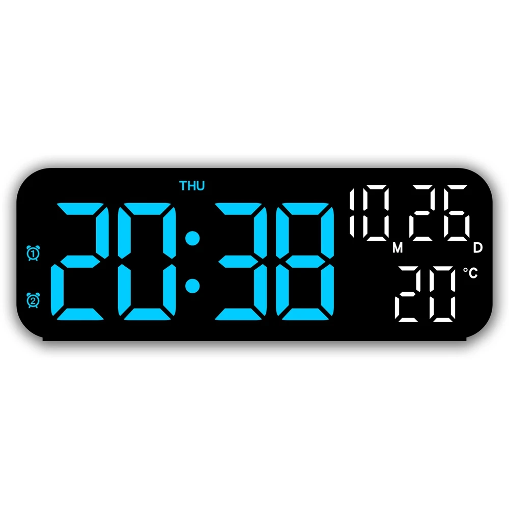 (azul E Branco) Despertador Digital Com Indicador De Temperatura E Data/dia Da Semana.