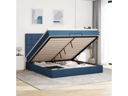 Vidaxl Estrutura De Cama Otomana Com Colchão 160x200 Cm Tecido Azul