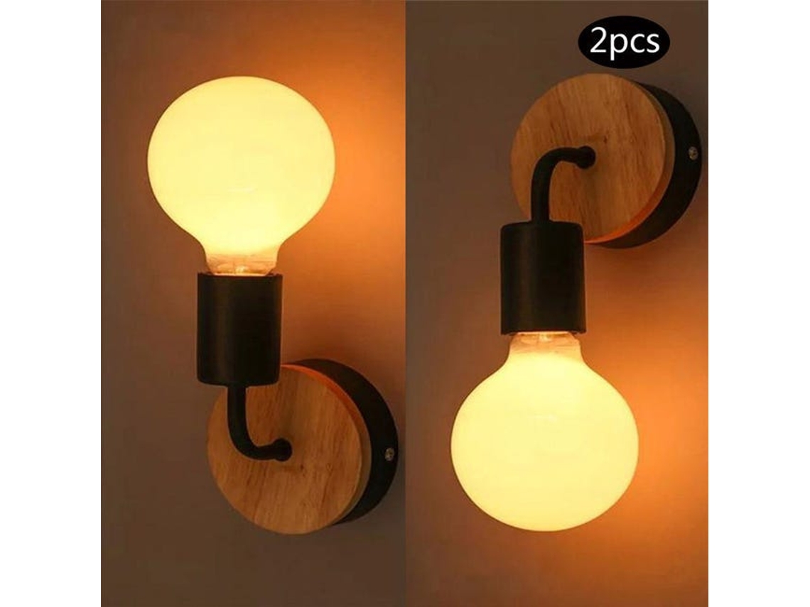 Kit 2 Apliques De Parede Pretos Para Cabeceira E Decoração