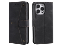 Capa Em Couro Pu, Preto, Para Apple Iphone 16pro Max