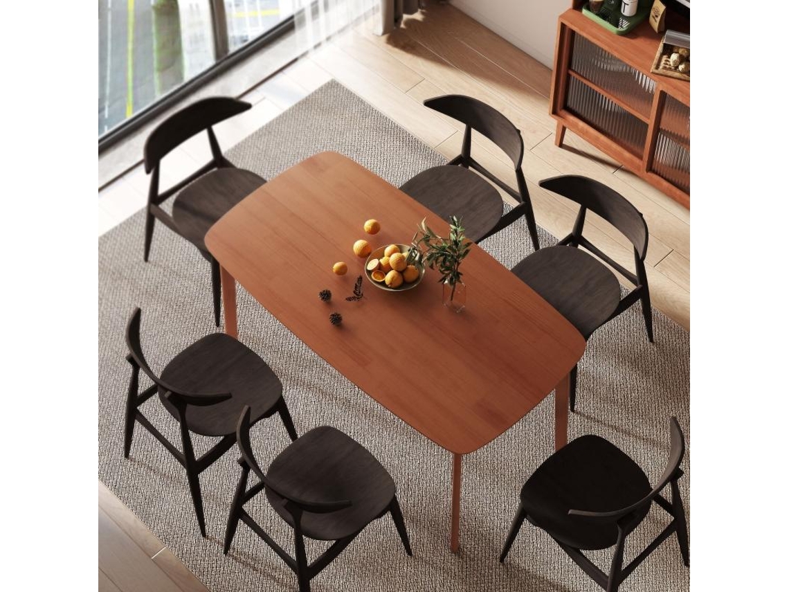 Mesa De Jantar Em Estilo Campestre Com Superfície Laqueada Em Madeira 150x80cm Cor Marrom Mega Echo Trade Shop