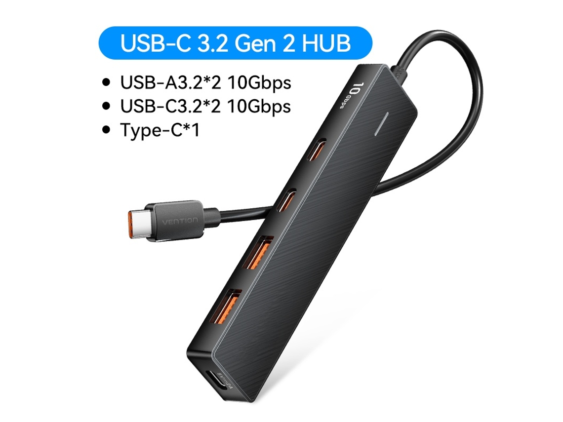 Yizhood USB C Hub Tipo C para USB 3.2 4 Port Docking Station para Macbook Pro Ipad Pro Samsung Galaxy Note 10 S10 Hub USB Preto