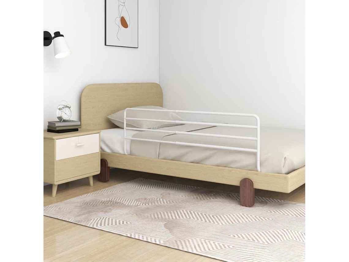 Vidaxl Barra De Segurança P/ Cama Infantil (76-137)x55 Cm Ferro Branco