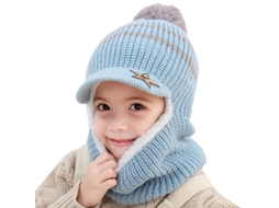 2026 gorro Balaclava Niño Bufanda Pompón Lana Acrílico para Ski e Inverno