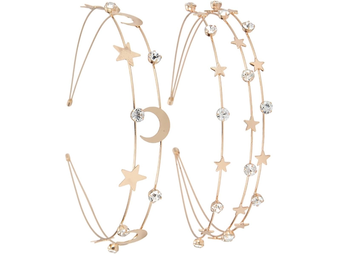 Tiara De Metal Com Strass, 2 Peças, Tiara Decorada Para Meninas E Mulheres, Acessório De Cabelo Brilhante.