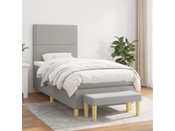Vidaxl Cama Com Molas/colchão 100x200 Cm Tecido Cinzento-claro