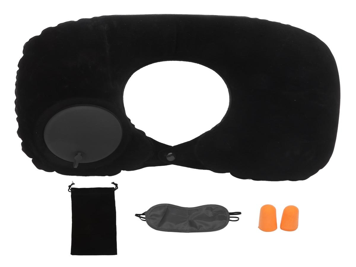 Lurelia Almofada Auricular, Ergonómica, Pvc, Insuflável, 12v Carro, Apoio, Bolsa Transporte, Infantil, Dormir Lateral, Preto